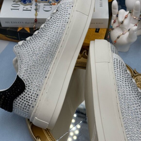 🆕 KURT GEIGER LONDON 🧿 NWOT Laney Silver Crystal Low Top Sneaker, Sz 39 US 8.5 - Picture 15 of 16